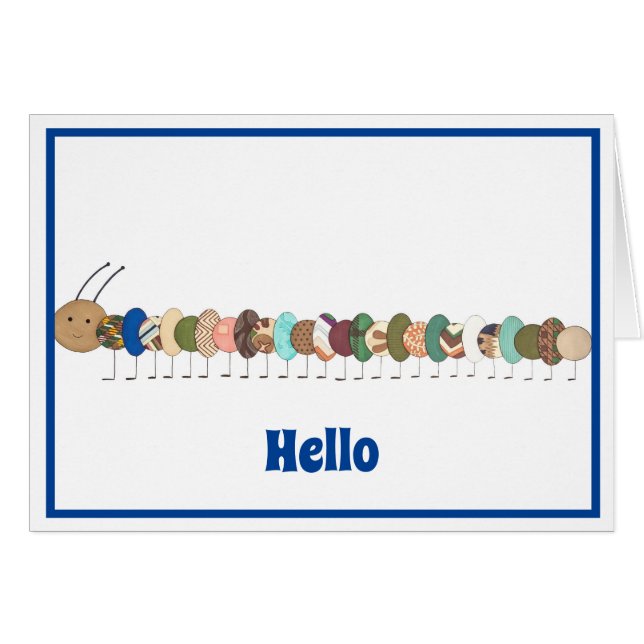 Cute Blank Notecard-Caterpillar #1-Personalize It! (Front Horizontal)