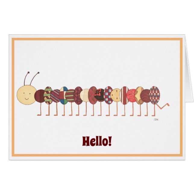 Cute Blank Notecard-Caterpillar #2-Personalize It! Cards (Front Horizontal)
