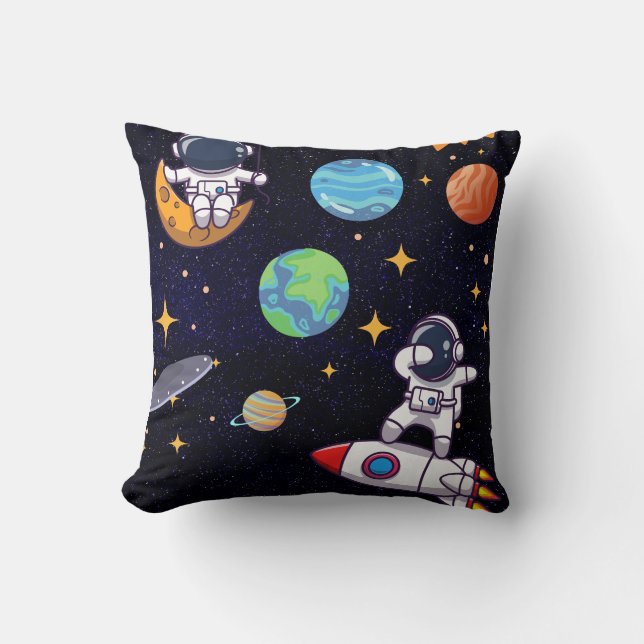 Cute Blast Off Theme Any Age  Throw Pillow (Front)