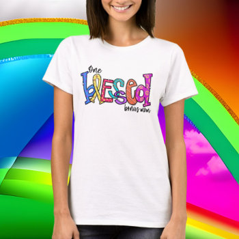 Cute Blessed Bonus Mom Word Art T-shirt by DoodlesHolidayGifts at Zazzle