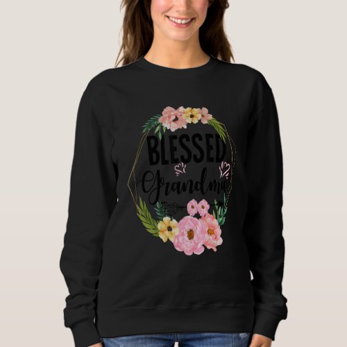 Cute Blessed Grandma With Floral Heart Mothers Da Sweatshirt