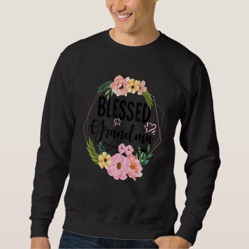 Cute Blessed Grandma With Floral Heart Mothers Da Sweatshirt