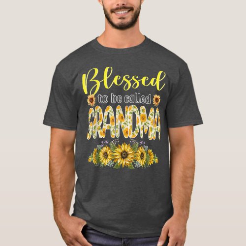 Cute Blessed To Be Called Grandma Sunflowers Grand T_Shirt
