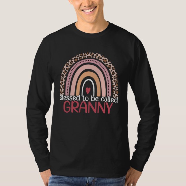 Cute Blessed To Be Called Granny Rainbow Leopard M T-Shirt (Front)