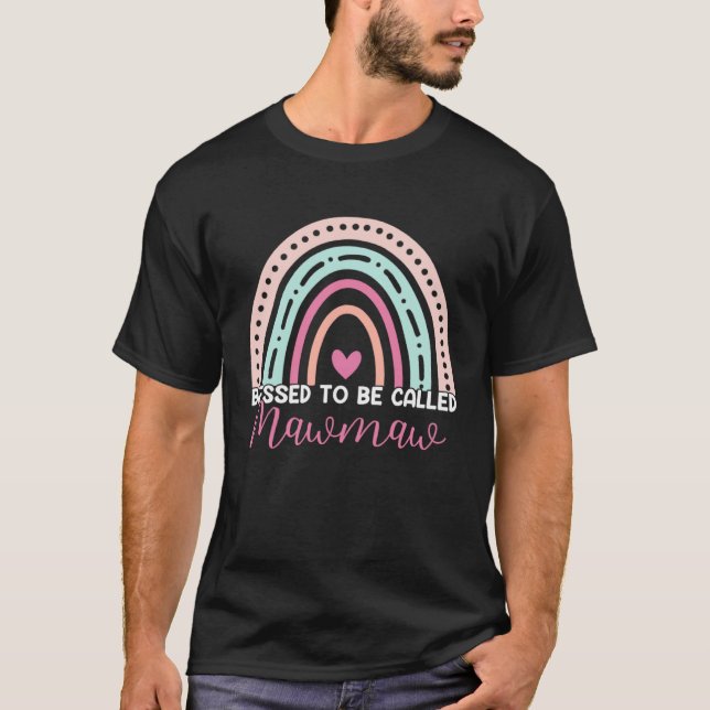 Cute Blessed To Be Called Mawmaw Rainbow Mom Grand T-Shirt (Front)