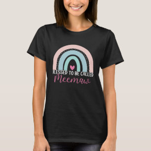 Cute Blessed To Be Called Meemaw Boho Rainbow Mom T-Shirt