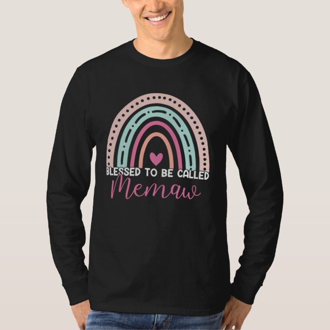Cute Blessed To Be Called Memaw Rainbow Mom Grandm T-Shirt (Front)