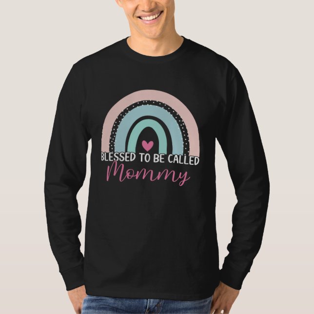 Cute Blessed To Be Called Mommy Boho Rainbow Mom G T-Shirt (Front)