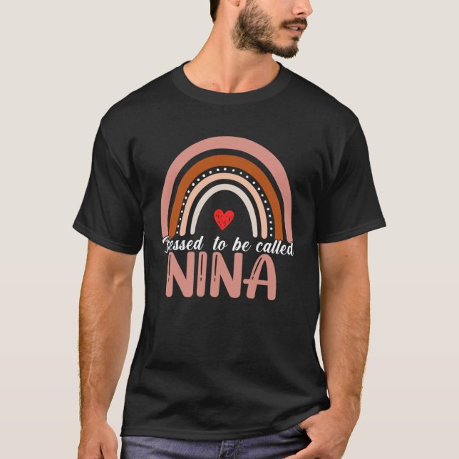 Cute Blessed To Be Called Nina Rainbow Women Mothe T-Shirt (Front)