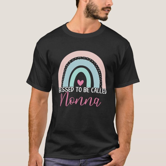 Cute Blessed To Be Called Nonna Boho Rainbow Mom G T-Shirt (Front)
