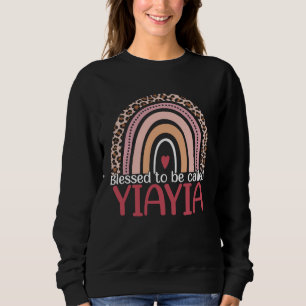 Cute Blessed To Be Called Yiayia Rainbow Leopard M Sweatshirt