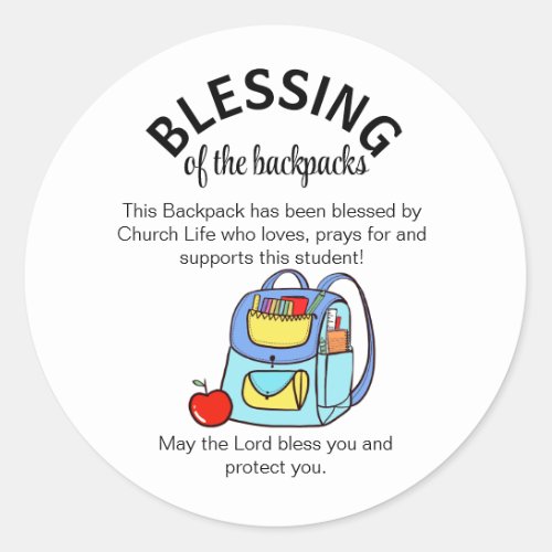 Cute Blessing of the backpacks gift tags