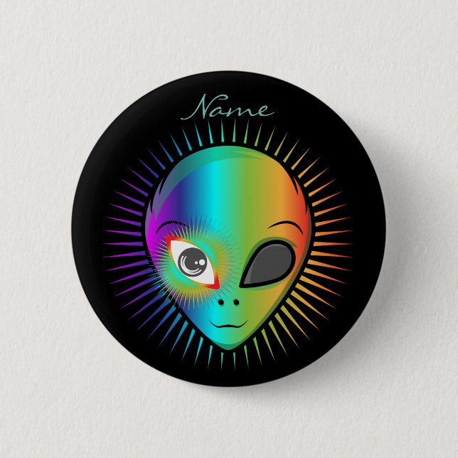 Cute Blinking Alien Head Thunder_Cove Button (Front)