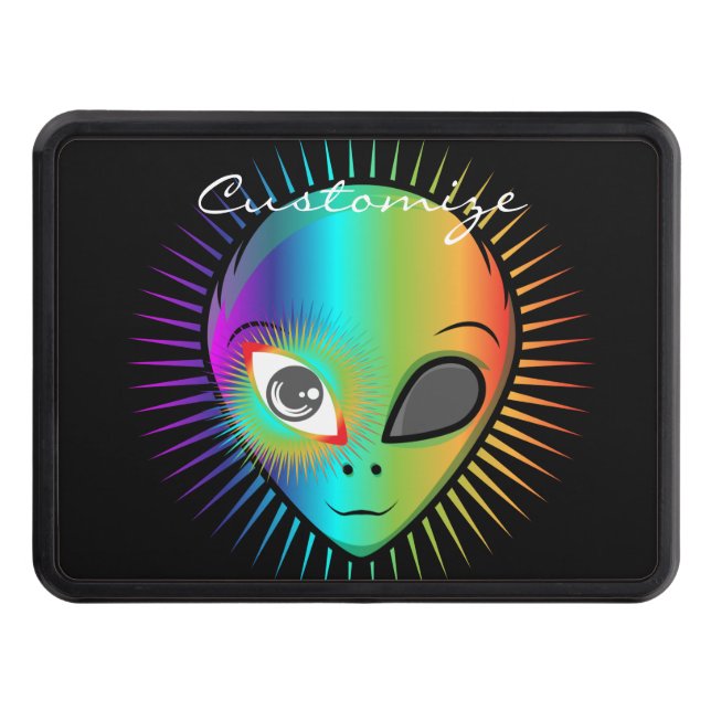 Cute Blinking Alien Head Thunder_Cove Hitch Cover (Front)
