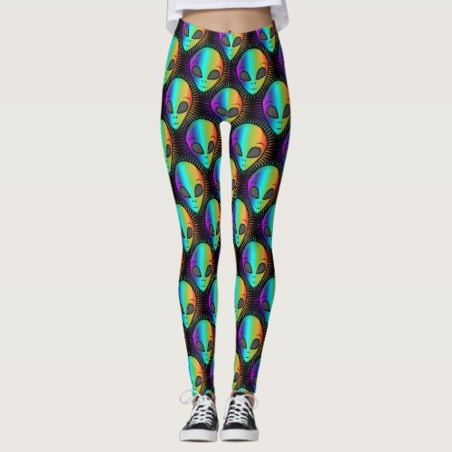 Cute Blinking Alien Head Thunder_Cove Leggings