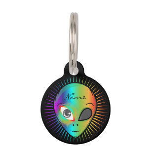 Cute Blinking Alien Head Thunder_Cove Pet ID Tag