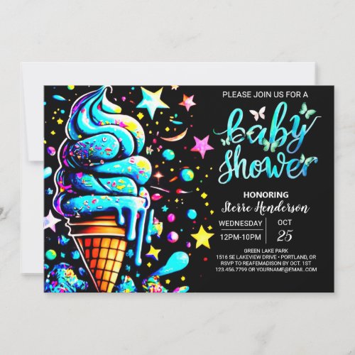 Cute Bliss Ice Cream Boy Baby Shower Invitation