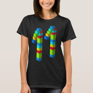 Cute Block Building 11th Birthday Gift 11 Years Ol T-Shirt