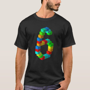 Cute Block Building 6th Birthday  6 Years Old Boys T-Shirt