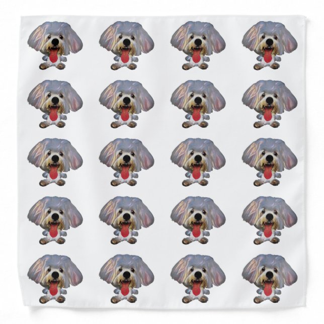 Cute Block Style Maltese Dog Bandana (Front)