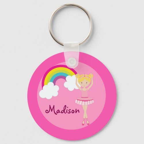 Cute Blond Ballet Girl Custom Keychain