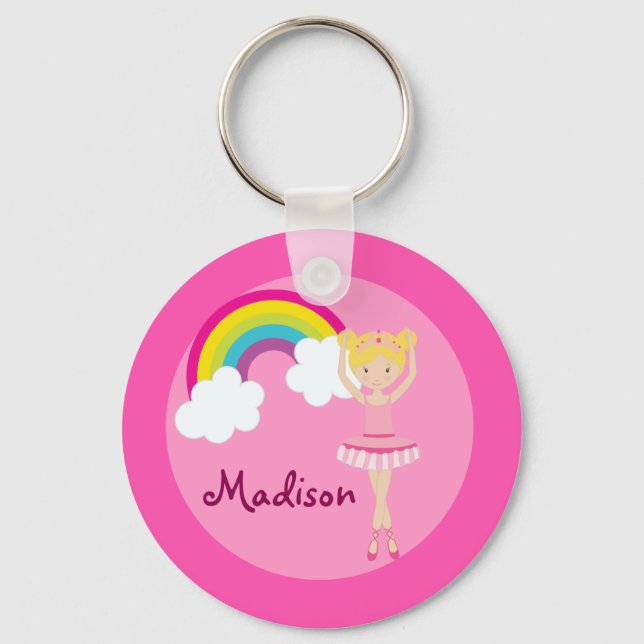 Cute Blond Ballet Girl Custom Keychain (Front)