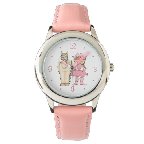 Cute Blond Cowgirl and Cream Horse Watch