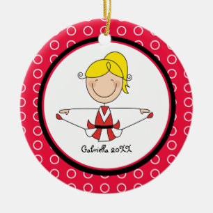 Cute Blond Haired Cheerleader Christmas Ornament