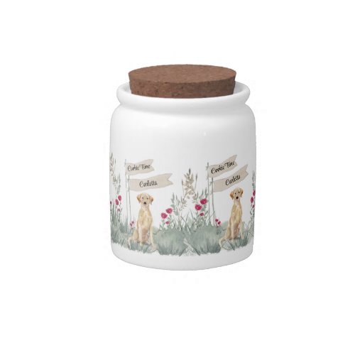 Cute Blond Labrador Watercolor Cookie Time Candy Jar