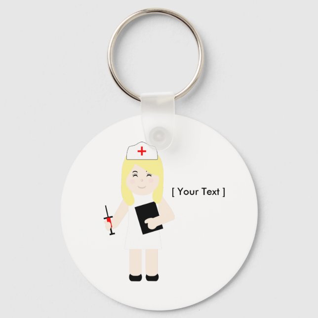 Cute Blond Nurse Keychain (Front)