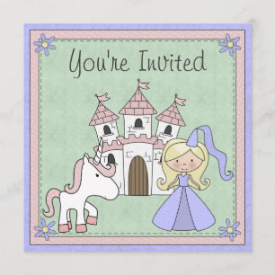 Cute Blond Princess and Unicorn Birthday Invite