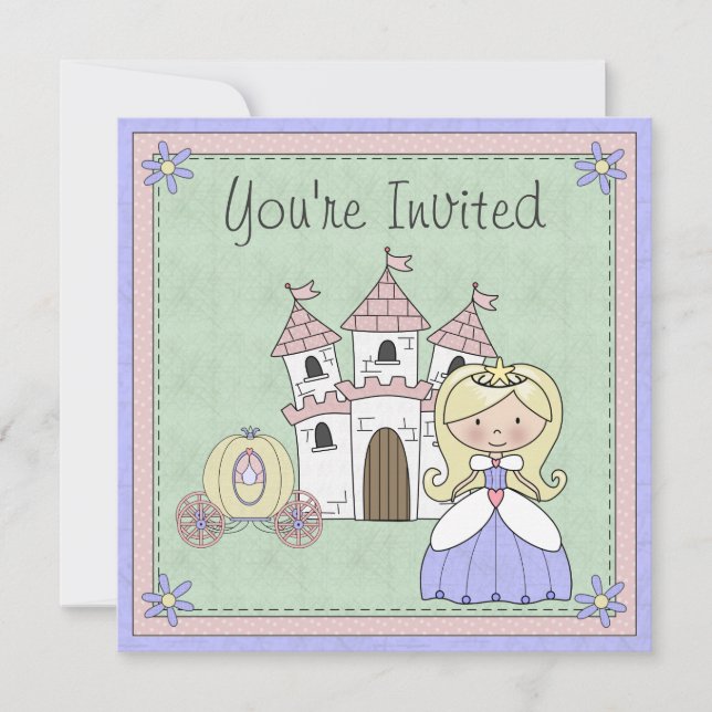 Cute Blond Princess Fairy Tale Birthday Invitation (Front)