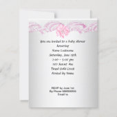 Cute Blonde Baby Shower Girl Pink Baby Shoe Invitation (Back)