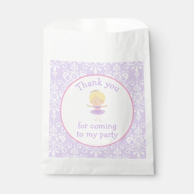 Cute Blonde Ballerina Birthday Party Favor Bag (Front)