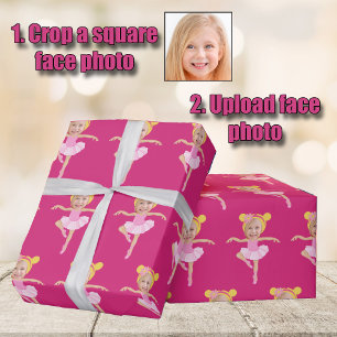 Cute Blonde Ballerina Girl Custom Kids Photo Wrapping Paper
