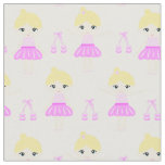Cute blonde ballerina in a pink dress fabric