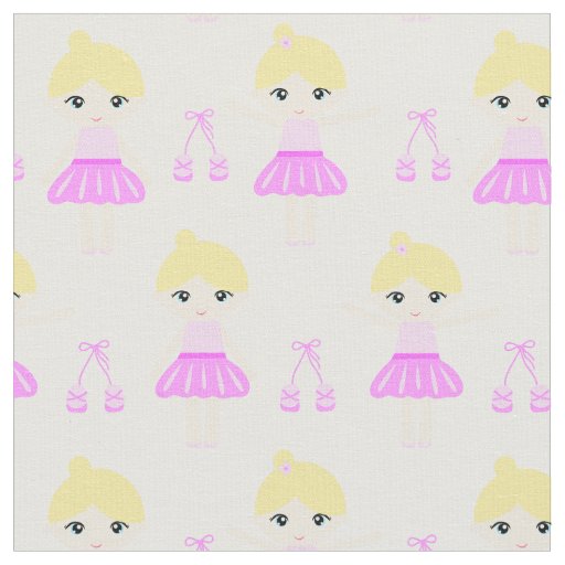 Cute blonde ballerina in a pink dress fabric
