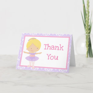 Cute Blonde Ballerina 'Thank You' Letterpress Thank You Card