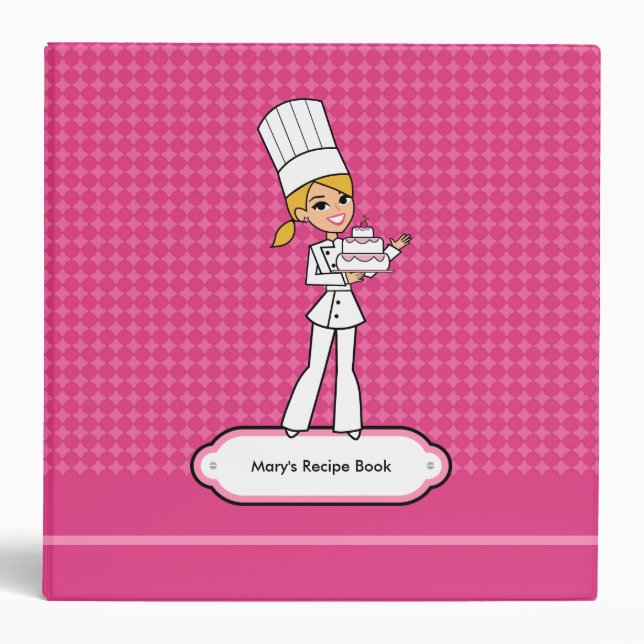 Cute Blonde Cake Baker Recipe Binder (Front)