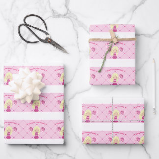 Cute Blonde Cheerleader Custom Pink Birthday Girl Wrapping Paper Sheets