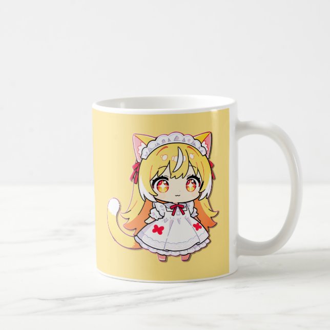Cute Blonde Chibi Neko - Midi Dress Coffee Mug (Right)