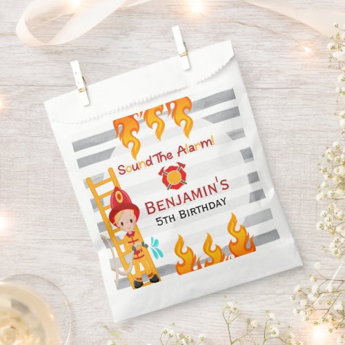 Cute Blonde Firefighter Boys Birthday   Favor Bag