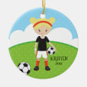 Cute Blonde Girl Soccer Personalized Christmas Ceramic Ornament