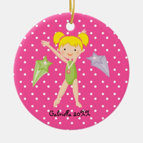 Cute Blonde Haired Gymnast  Christmas Ornament