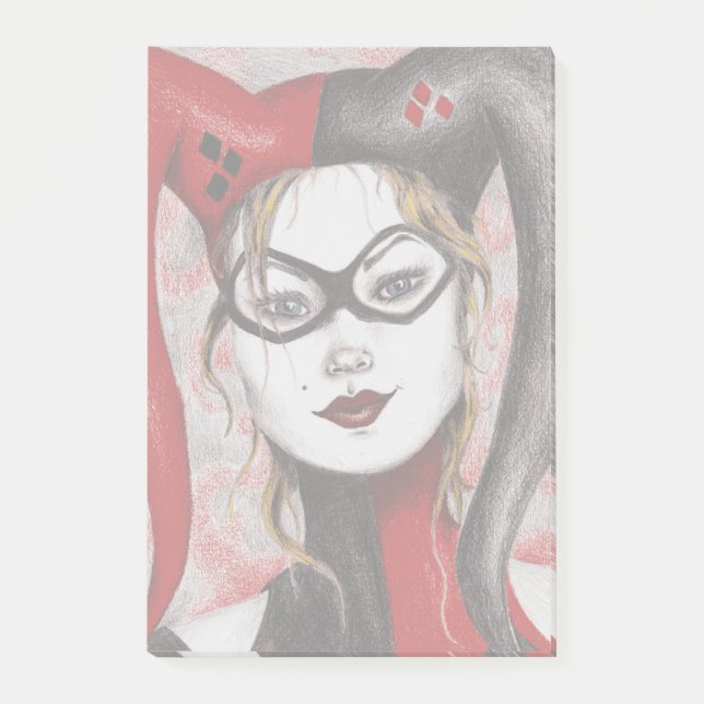 Cute Blonde Jester Girl Art Sticky Notes (Front)
