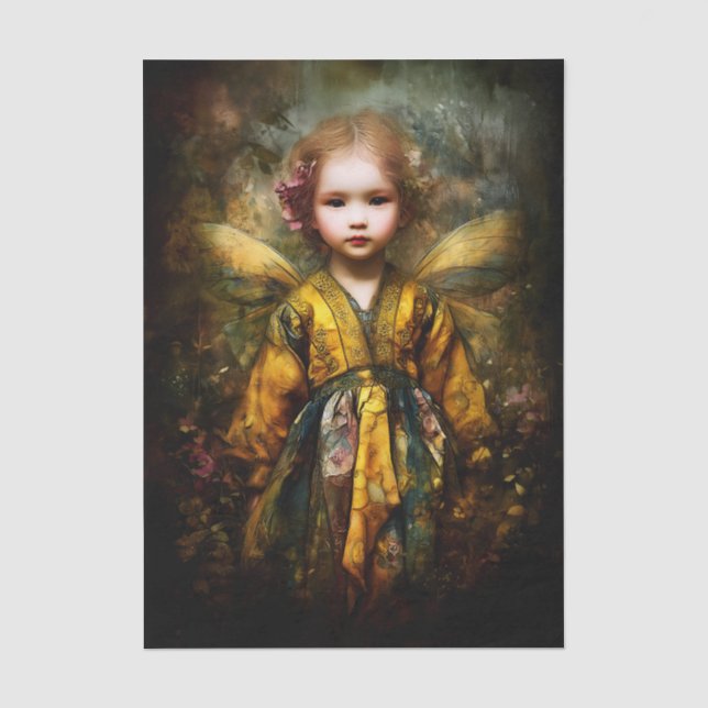 Cute Blonde Magical Child Fairy EG6L Decoupage Tissue Paper (Front)