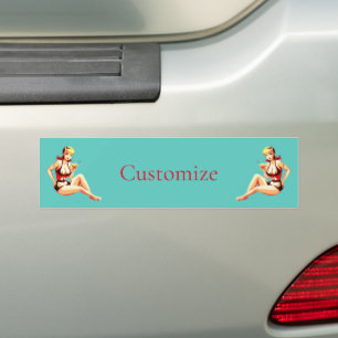 Cute Blonde Martini Bikini Girl Thunder_Cove Bumper Sticker