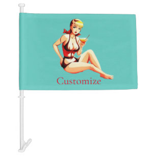 Cute Blonde Martini Bikini Girl Thunder_Cove Car Flag