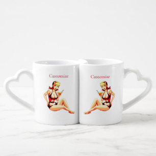 Cute Blonde Martini Bikini Girl Thunder_Cove Coffee Mug Set