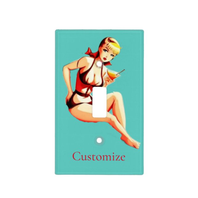 Cute Blonde Martini Bikini Girl Thunder_Cove  Light Switch Cover (Front)